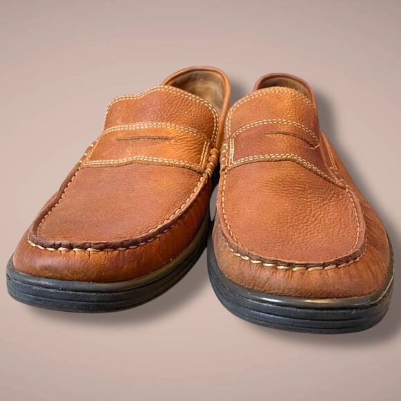 Men's JOHNSTON & MURPHY Brown Leather Penny Loafers Look New To Me - Picture 6 of 13